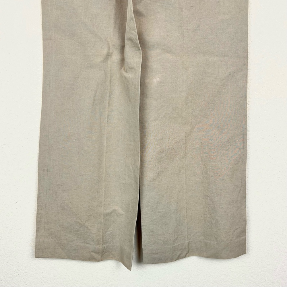 Chloe Beige Wide-Leg Linen Trouser Pants View 6